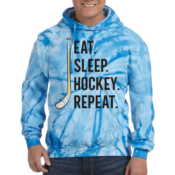 Eat Sleep Hockey Repeat Funny Ice Hockey Great Gift Tie Dye Hoodie