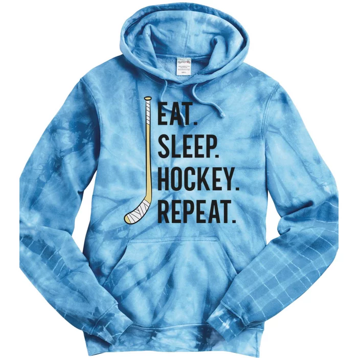 Eat Sleep Hockey Repeat Funny Ice Hockey Great Gift Tie Dye Hoodie