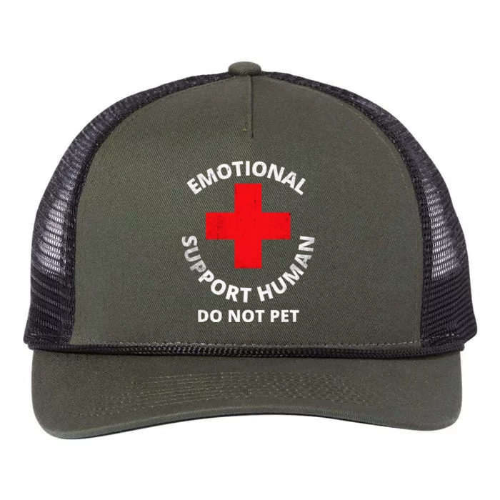 Emotional Support Human Do Not Pet Service Dog Love Humor Retro Rope Trucker Hat Cap