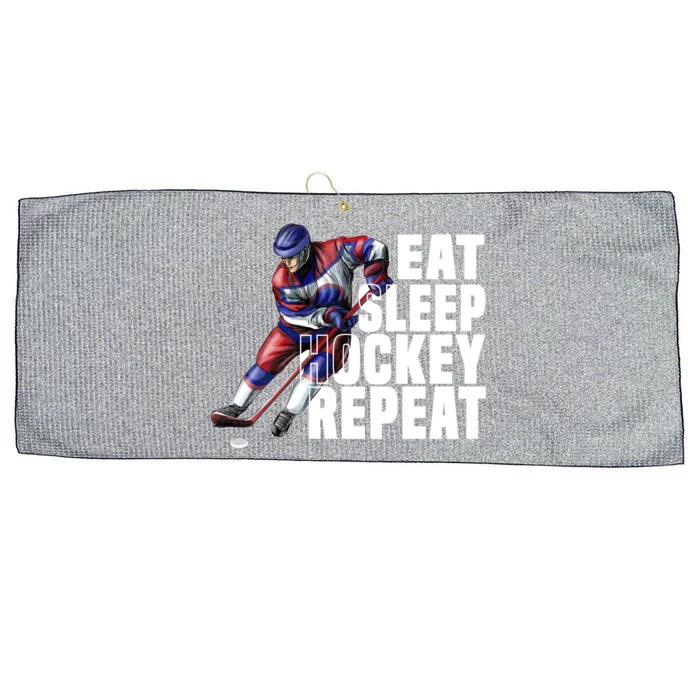 Eat Sleep Hockey Repeat Ice Hockey Player Sport Hockey Lover Gift Large Microfiber Waffle Golf Towel