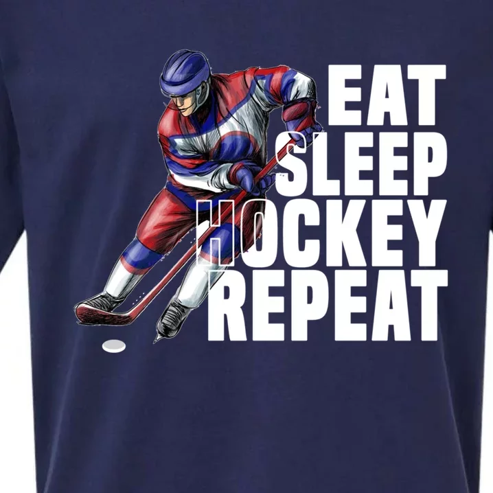 Eat Sleep Hockey Repeat Ice Hockey Player Sport Hockey Lover Gift Sueded Cloud Jersey T-Shirt