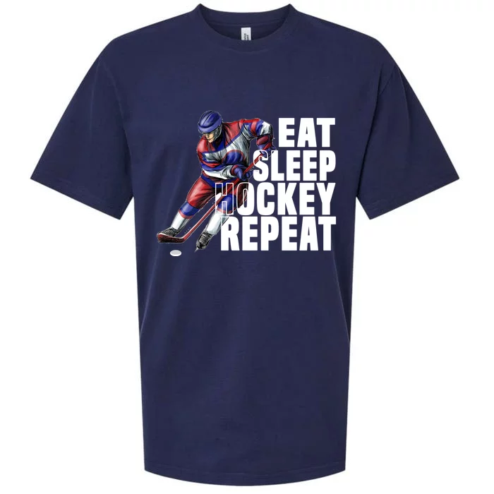 Eat Sleep Hockey Repeat Ice Hockey Player Sport Hockey Lover Gift Sueded Cloud Jersey T-Shirt