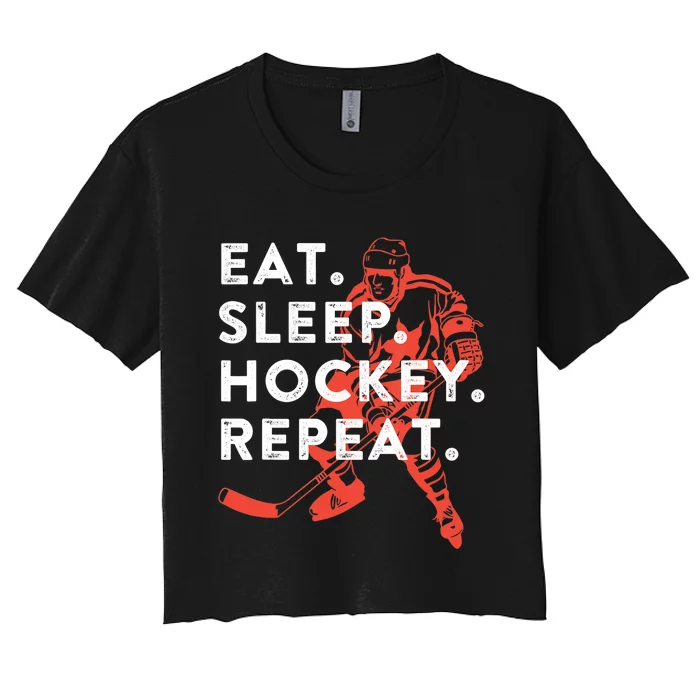 Eat Sleep Hockey Repeat Gift TShirt Women's Crop Top Tee