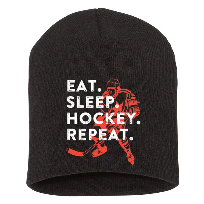 Eat Sleep Hockey Repeat Gift TShirt Short Acrylic Beanie