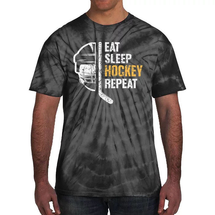 Eat Sleep Hockey Repeat Hockey Funny Ice Hockey Tie-Dye T-Shirt