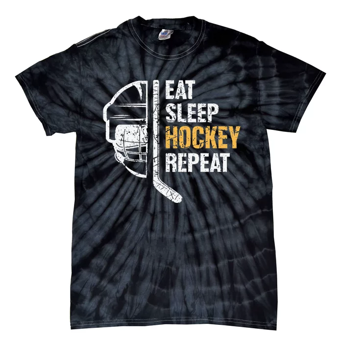 Eat Sleep Hockey Repeat Hockey Funny Ice Hockey Tie-Dye T-Shirt