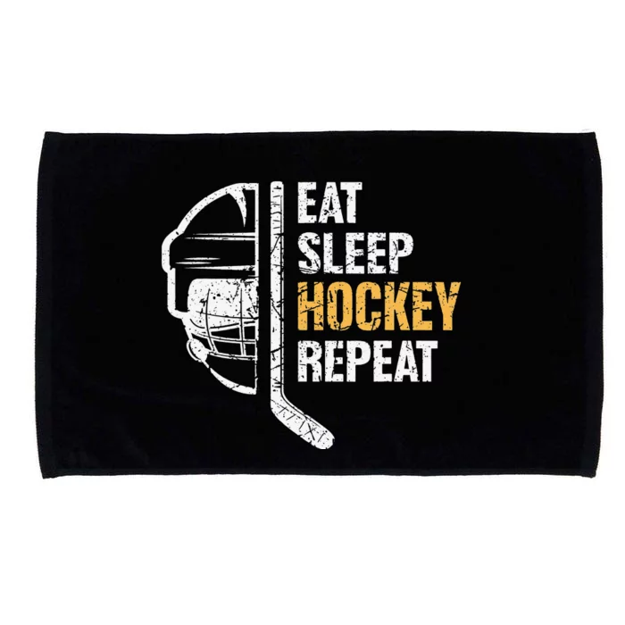 Eat Sleep Hockey Repeat Hockey Funny Ice Hockey Microfiber Hand Towel