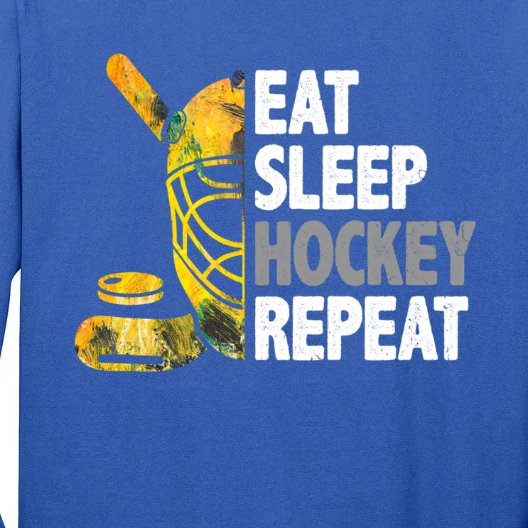 Eat Sleep Hockey Repeat Ice Hockey Player Gear Lover Cute Gift Tall Long Sleeve T-Shirt