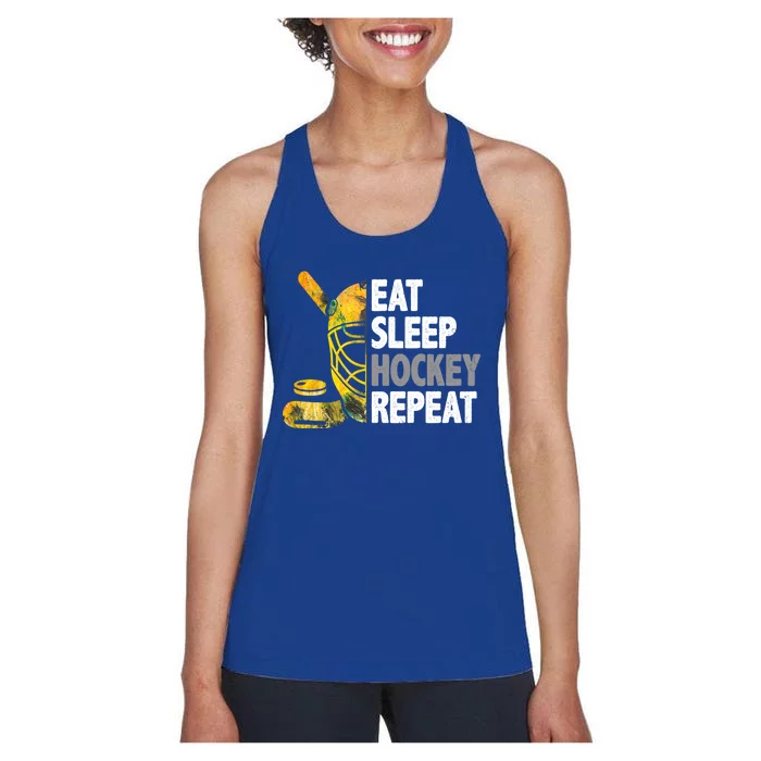 Eat Sleep Hockey Repeat Ice Hockey Player Gear Lover Cute Gift Women's Racerback Tank