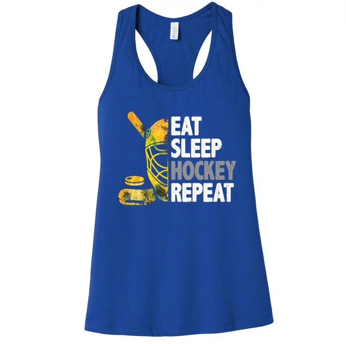 Eat Sleep Hockey Repeat Ice Hockey Player Gear Lover Cute Gift Women's Racerback Tank