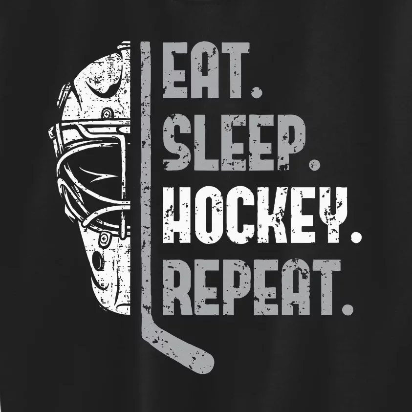 Eat Sleep Hockey Repeat Ice Hockey Kids Sweatshirt