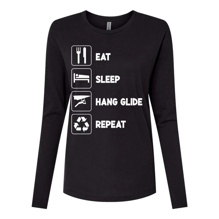 Eat Sleep Hang Glide Repeat Parasail Sky Hang Gliding Flying Funny Gift Womens Cotton Relaxed Long Sleeve T-Shirt