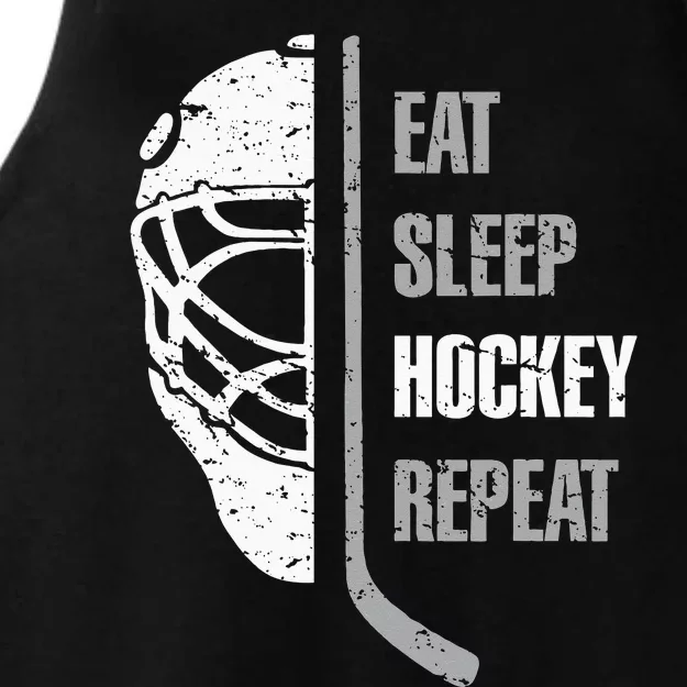 Eat Sleep Hockey Repeat Christmas For Teen Adult Hockey Ladies Tri-Blend Wicking Tank