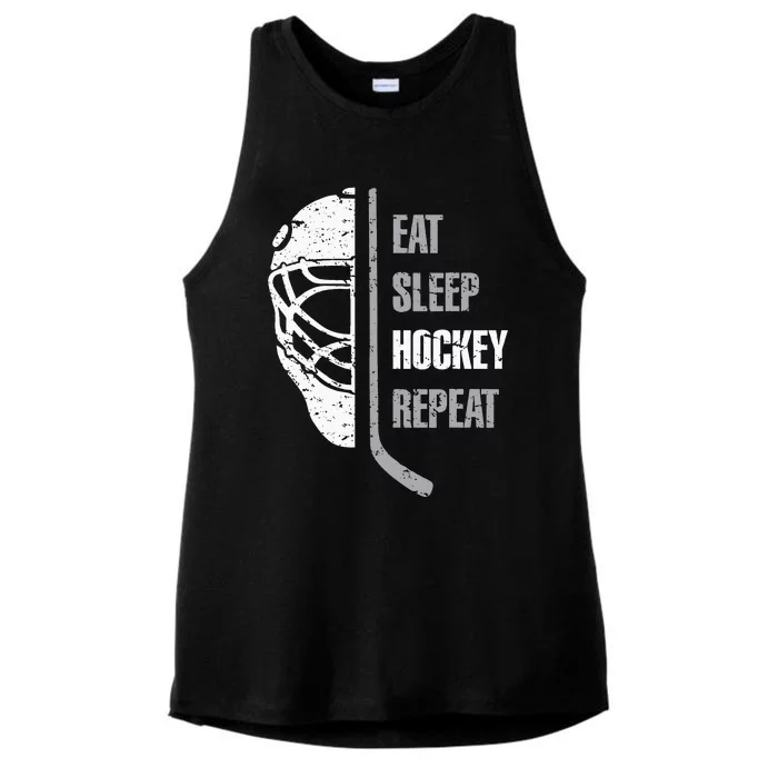 Eat Sleep Hockey Repeat Christmas For Teen Adult Hockey Ladies Tri-Blend Wicking Tank