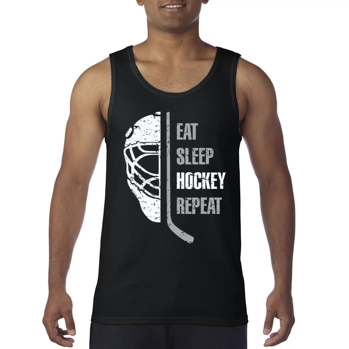 Eat Sleep Hockey Repeat Christmas For Teen Adult Hockey Tank Top