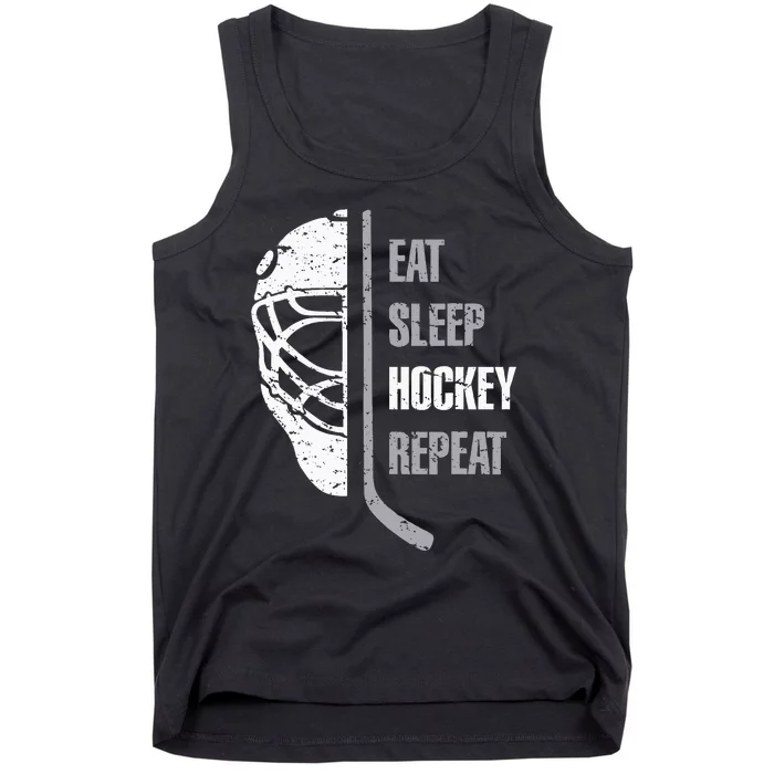 Eat Sleep Hockey Repeat Christmas For Teen Adult Hockey Tank Top