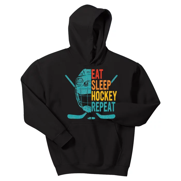 Eat Sleep Hockey Repeat Hockey Ice Hockey Kids Hoodie