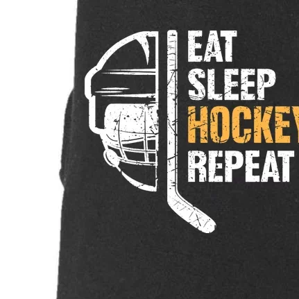 Eat Sleep Hockey Repeat Hockey Funny Ice Hockey Doggie 3-End Fleece Hoodie