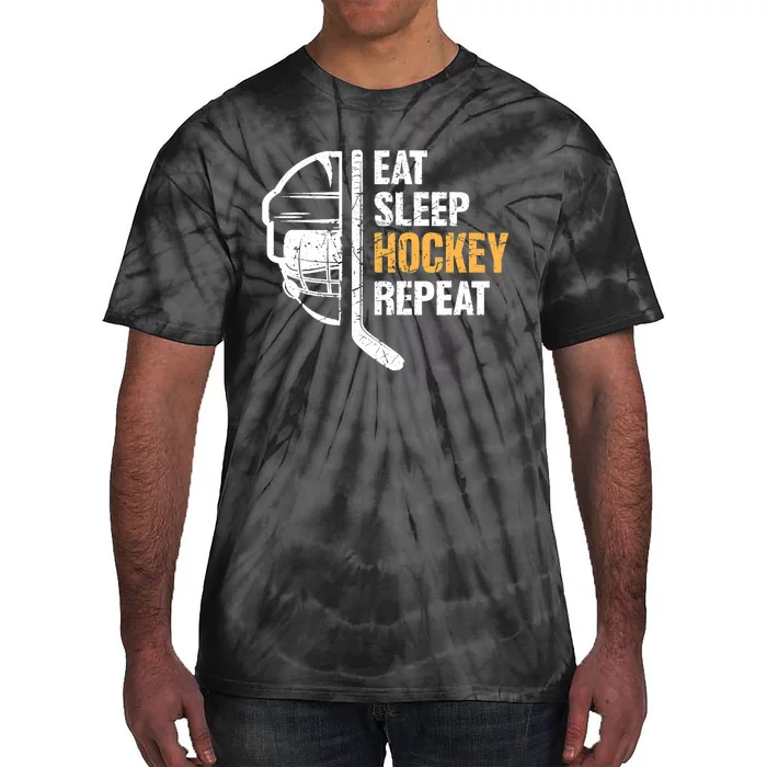 Eat Sleep Hockey Repeat Hockey Funny Ice Hockey Tie-Dye T-Shirt