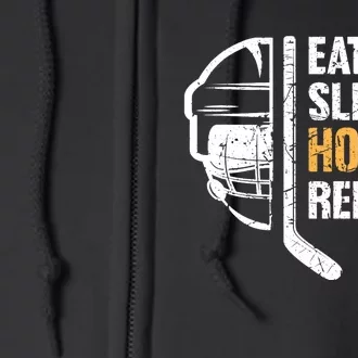 Eat Sleep Hockey Repeat Hockey Funny Ice Hockey Full Zip Hoodie