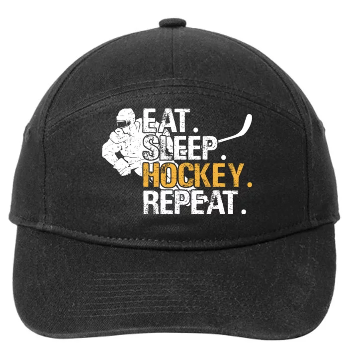 Eat Sleep Hockey Repeat Funny 7-Panel Snapback Hat