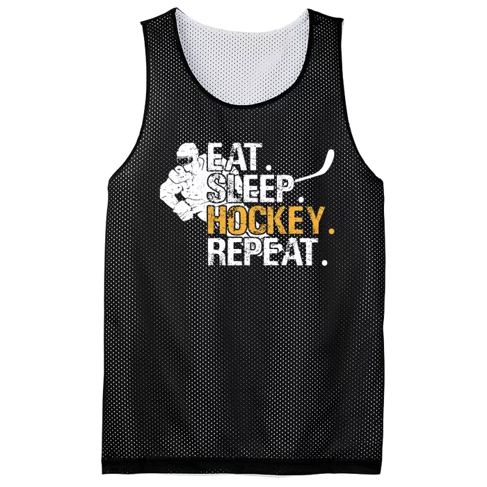 Eat Sleep Hockey Repeat Funny Mesh Reversible Basketball Jersey Tank