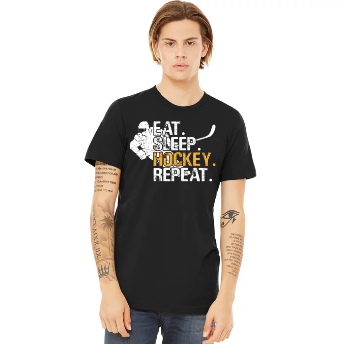 Eat Sleep Hockey Repeat Funny Premium T-Shirt