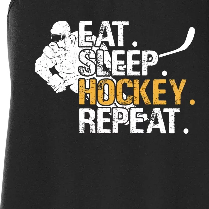 Eat Sleep Hockey Repeat Funny Women's Racerback Tank