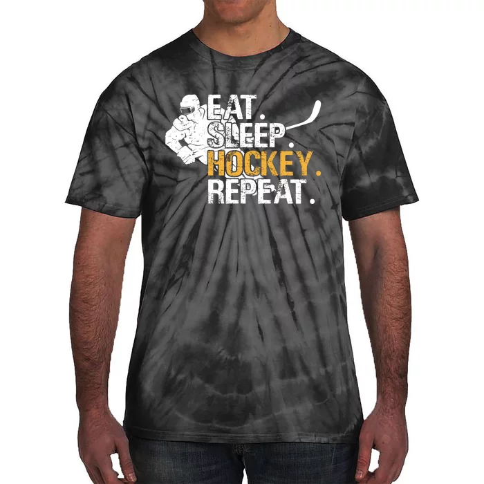 Eat Sleep Hockey Repeat Funny Tie-Dye T-Shirt