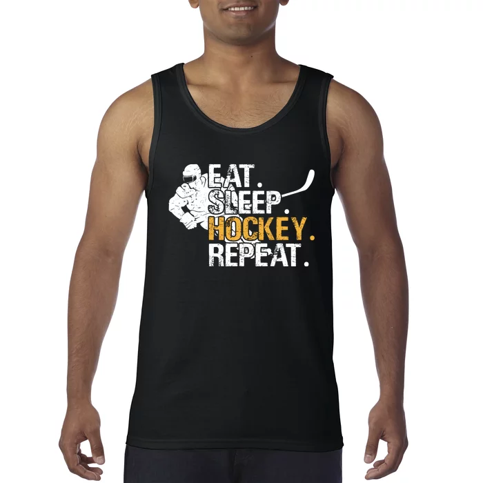 Eat Sleep Hockey Repeat Funny Tank Top