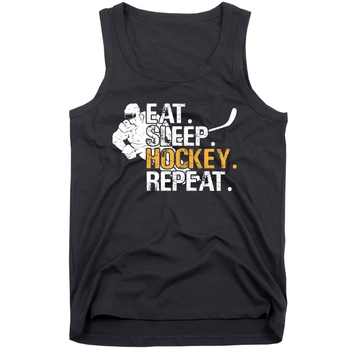 Eat Sleep Hockey Repeat Funny Tank Top