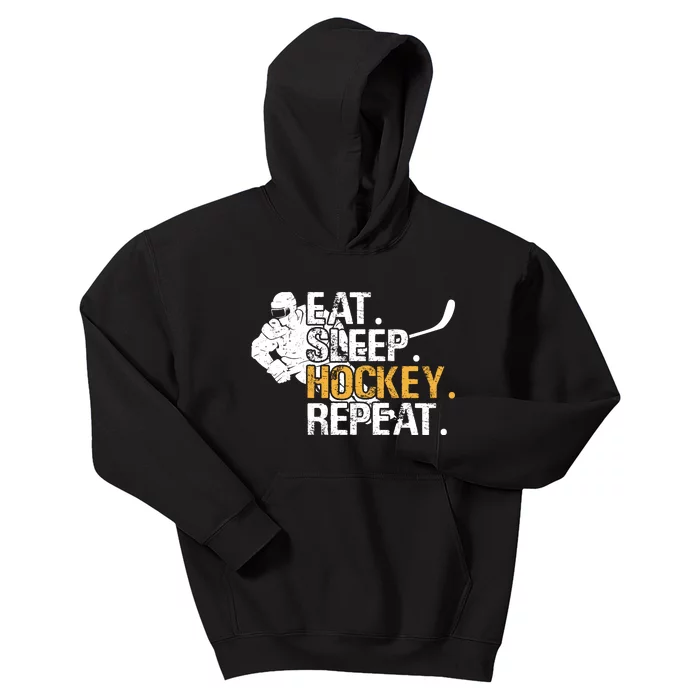 Eat Sleep Hockey Repeat Funny Kids Hoodie