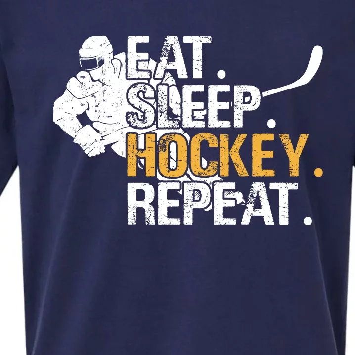 Eat Sleep Hockey Repeat Funny Sueded Cloud Jersey T-Shirt