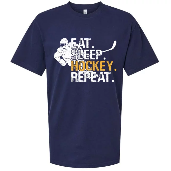 Eat Sleep Hockey Repeat Funny Sueded Cloud Jersey T-Shirt