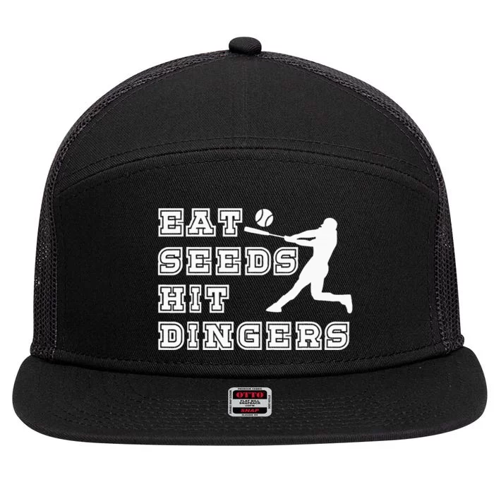 Eat Seeds Hit Dinger Baseball Lover 7 Panel Mesh Trucker Snapback Hat