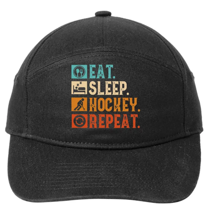 Eat Sleep Hockey Repeat Ice Hockey 7-Panel Snapback Hat