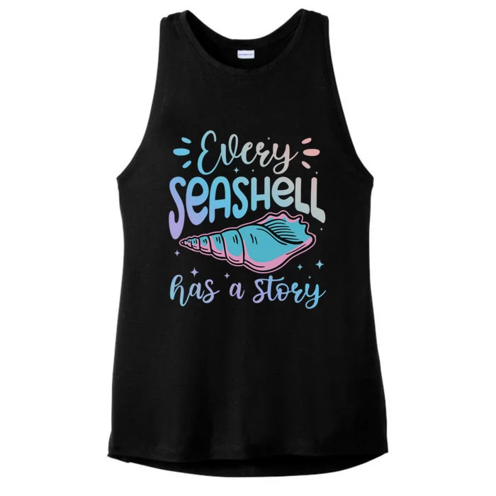 Every Seashell Has A Story Gift Funny Seashell Hunting Lover Great Gift Ladies Tri-Blend Wicking Tank