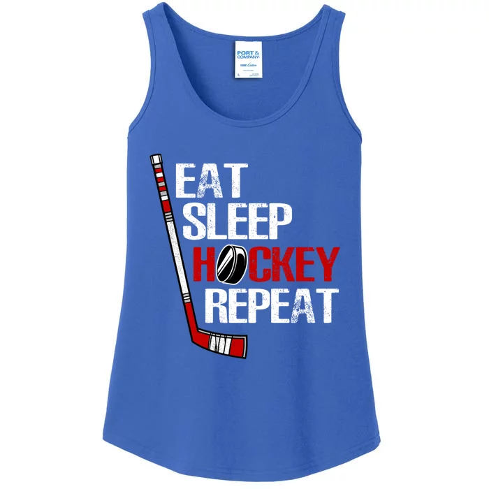 Eat Sleep Hockey Repeat Ice Hockey Fan Vintage Teen Gift Ladies Essential Tank