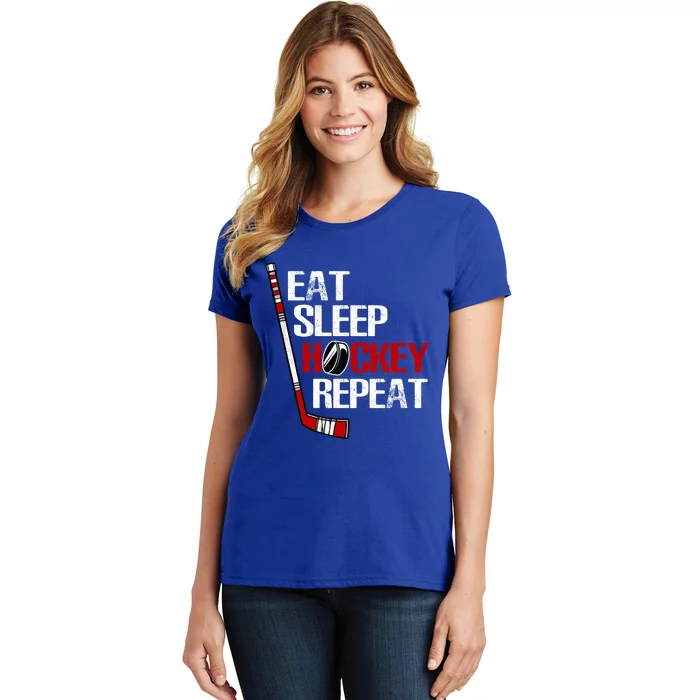 Eat Sleep Hockey Repeat Ice Hockey Fan Vintage Teen Gift Women's T-Shirt