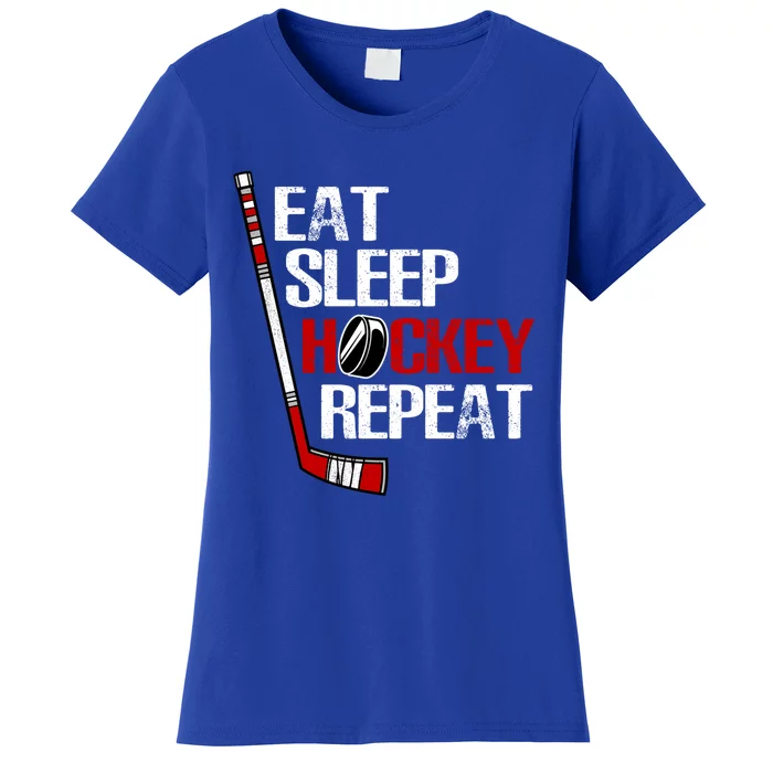 Eat Sleep Hockey Repeat Ice Hockey Fan Vintage Teen Gift Women's T-Shirt