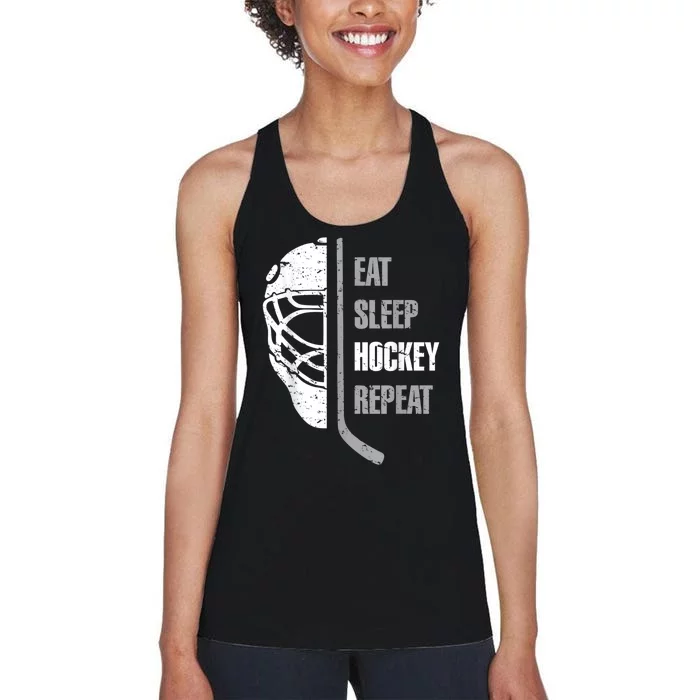 Eat Sleep Hockey Repeat Christmas For Teen Adult Hockey Women's Racerback Tank