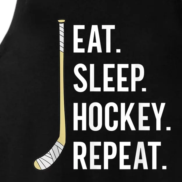 Eat Sleep Hockey Repeat Funny Ice Hockey Ladies Tri-Blend Wicking Tank