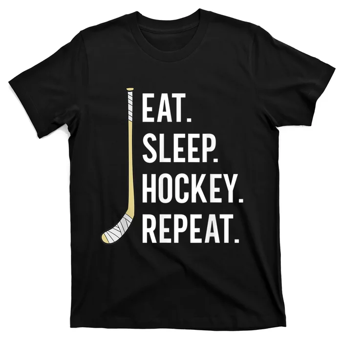 Eat Sleep Hockey Repeat Funny Ice Hockey T-Shirt