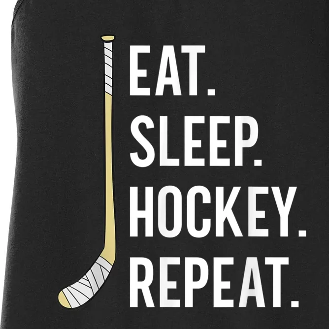 Eat Sleep Hockey Repeat Funny Ice Hockey Women's Racerback Tank