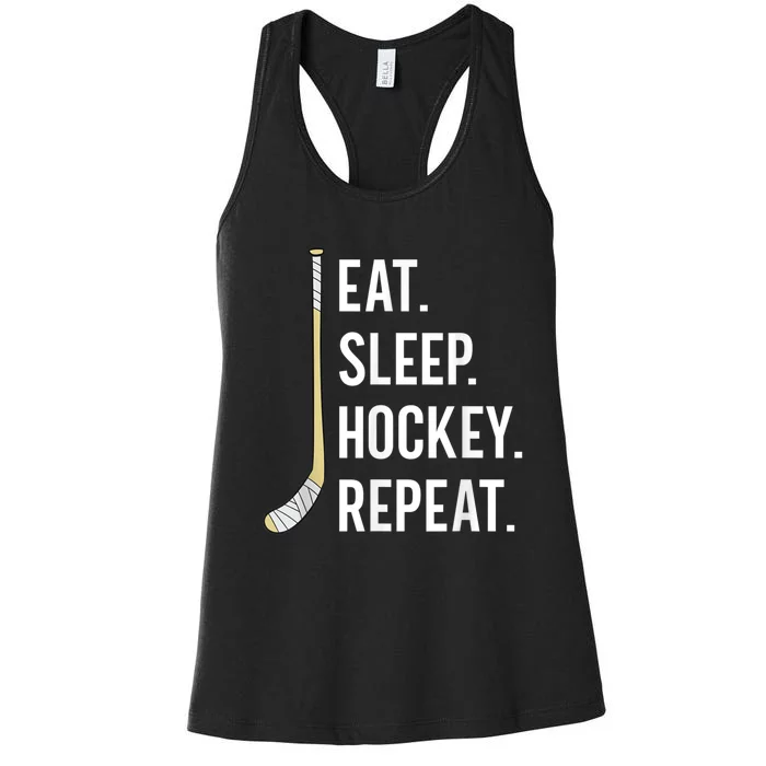 Eat Sleep Hockey Repeat Funny Ice Hockey Women's Racerback Tank