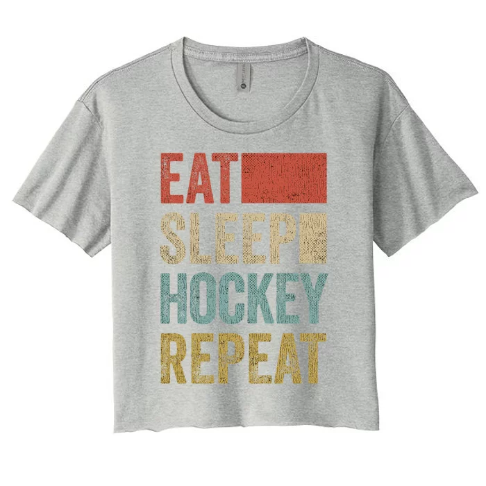 Eat Sleep Hockey Repeat Outfit Hockey Gift Women's Crop Top Tee