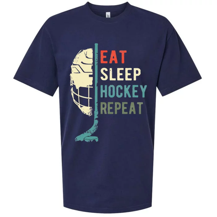 Eat Sleep Hockey Repeat Funny Retro Vintage Sueded Cloud Jersey T-Shirt