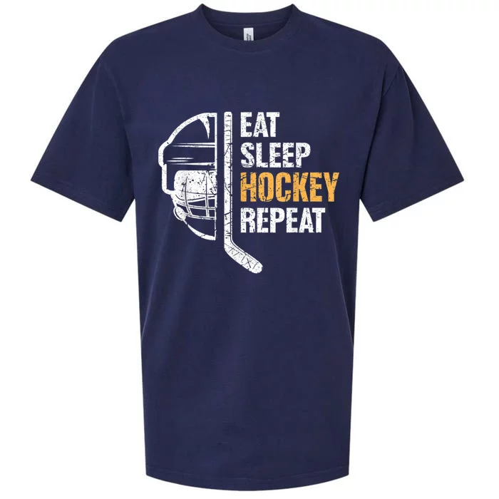 Eat Sleep Hockey Repeat Hockey Funny Ice Hockey Sueded Cloud Jersey T-Shirt