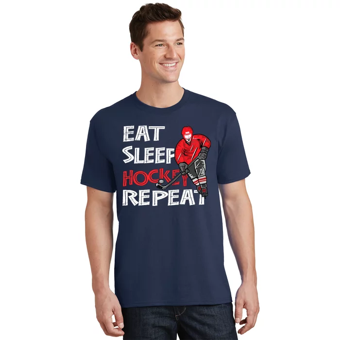 Eat Sleep Hockey Repeat For Boy With Puck And Stick T-Shirt