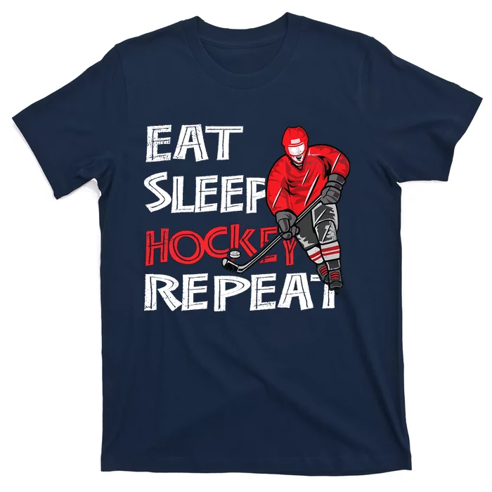 Eat Sleep Hockey Repeat For Boy With Puck And Stick T-Shirt